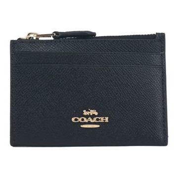 COACH 立體馬車素面防刮卡片零錢夾(黑)