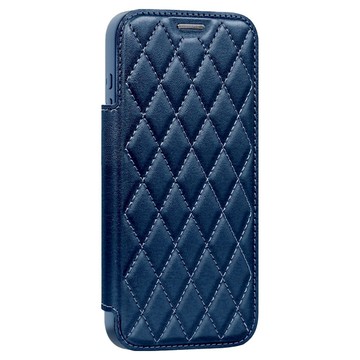 bebehome 小香風皮紋翻蓋磁吸支架手機保護皮套 支援MagSafe 深藍色  iPhone17 Pro Max