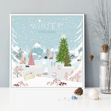 聖誕仙境　方框系列　裝飾掛畫　台灣製造 - A款－木紋框-60*60cm