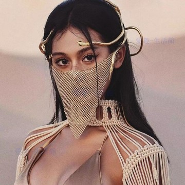 💖臺灣-熱賣💖小衆面紗波西米亞異域風寫真拍照飾品金屬面簾網紅直播道具歐美06t3