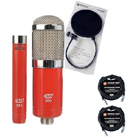 PitbullAudio MXL 550 551 Condenser Ensemble Microphone Kit Red w Cables ＆ Pop Filter