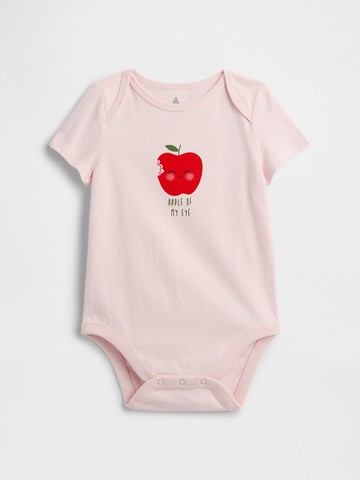 嬰兒裝 純棉印花圓領短袖包屁衣-粉色