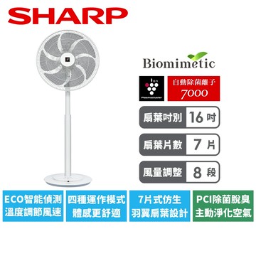 【SHARP夏普】 16吋 旗艦型自動除菌離子變頻DC電風扇 PJ-PD16GE