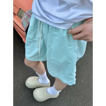 美式薄荷曼波速幹運動沙灘短褲男女夏季薄款多巴胺休閒冰絲五分褲