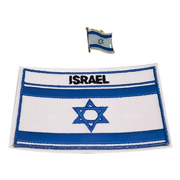 A-ONE 匯旺 以色列國旗刺繡 DIY國旗刺繡徽章 8x5cm + 國旗別針 15mmx12mm 鐵烤漆+波麗/電鍍青銅 台灣製  彩色