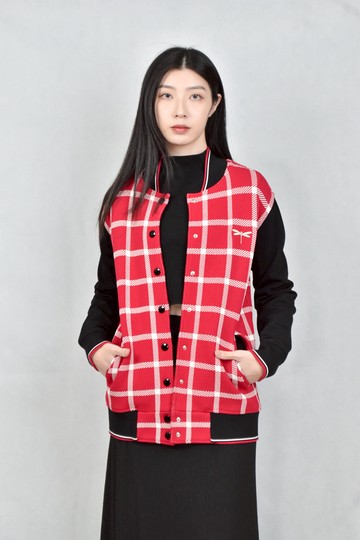 (S) valentino紅色格紋外套