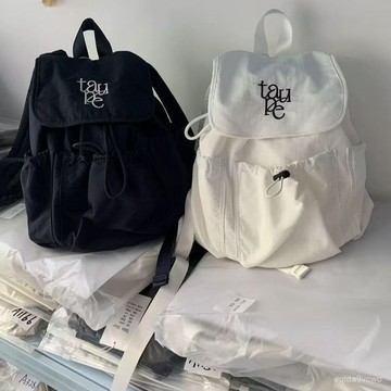 臺灣發貨🔥免運🔥新款韓國背包小衆設計尼龍旅行書包抽繩戶外大容量休閒輕便雙肩包 ZXHT