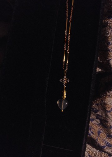 月光之心頸鍊 - 鋯石 黃銅項鍊 / 可客製長度