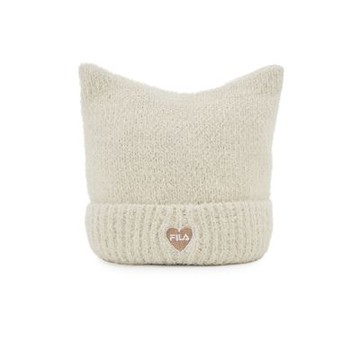 FILA官方直營 貓耳造型毛帽-米色 HTZ-5201-IV