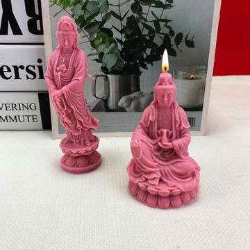 觀音佛像硅膠模具 3d擺件diy蠟燭樹脂滴膠車載香薰石膏水泥工藝品