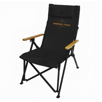 KZM OUTDOOR 素面木手把四段可調折疊椅 65 x 61 x 95cm 4.8kg  黑色  1個