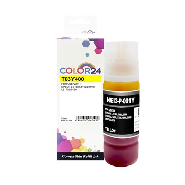 Color24 for EPSON 黃色 T03Y400/70ml 相容連供墨水 / 適用 L6270/L6290/L4150/L4160/L4260/L6170/L6190/L14150