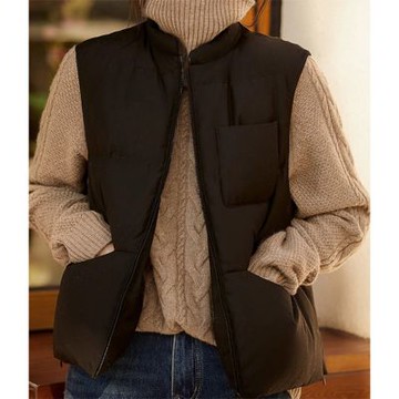 [巴黎精品] 現貨+預購 頂級真羽絨背心90%鵝絨羽絨衣秋冬外套保暖大碼休閒女裝-立領口袋女外套2色a1lm28