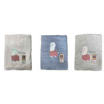 可愛羊駝純棉浴巾-多色任選