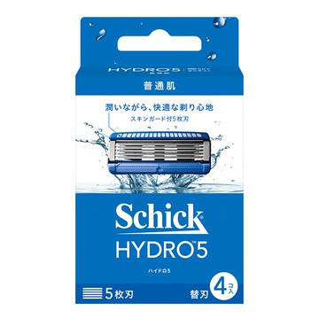 Schick 舒適牌 HYDRO5 水次元5刮鬍刀頭 5刀片 4入 保濕凝膠 經典清爽款  1盒