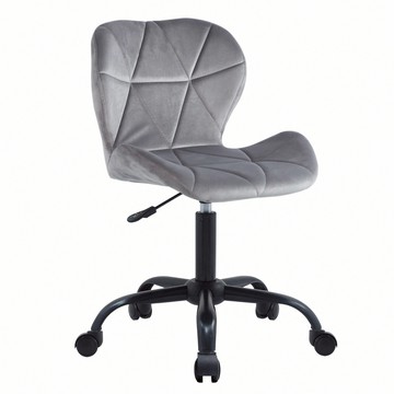 E-home Phyllis菲莉絲造型絨布軟墊黑腳電腦椅-四色可選灰色