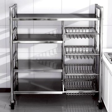 【臺灣公司 可打統編】免運 置物架 不鏽鋼置物架 新款廚房不銹鋼置物架落地多層微波爐收納架多功能菜籃子儲物架子 可開發票 全館五折 工廠現貨直銷 新品特價 z10074