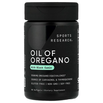 Sports Research, 含黑種草的牛至油，60 粒軟膠囊