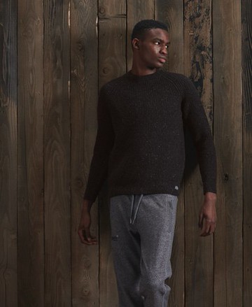 Superdry Men's Men's Tweed Rib Crew Jumper Black / Jet Black Tweed - Size: L