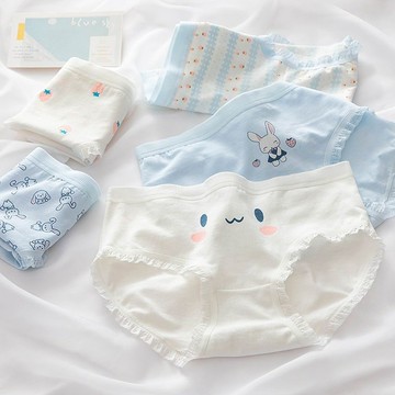 2-5條內褲女純棉抗菌學生韓版少女可愛卡通成人中腰高中生初中生