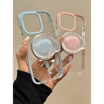 適用蘋果16ProMax手機殼透明新款iPhone16夾心鯛魚燒磁吸支架15promax立體13少女款12軟15pro小眾創意保護套