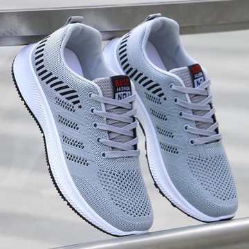 夏季新款男鞋子休閑透氣運動鞋百搭潮鞋飛織網眼鞋網面鞋一件代發