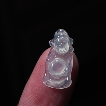 放光高冰種翡翠財神爺項鍊 | 天然緬甸玉A貨翡翠 | 送禮