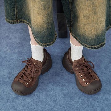 瑪速主義2025年夏季新款厚底大頭丑萌鞋休閑運動鞋百搭增高單鞋女