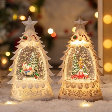 聖誕樹發光裝飾品蠟燭雪花桌面擺件聖誕節禮物爆款