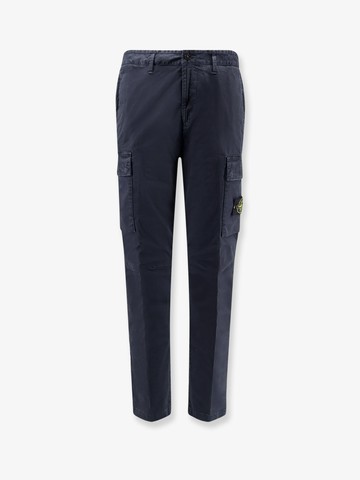 Stretch cotton trousers with iconic logo patch - STONE ISLAND - gender_Man