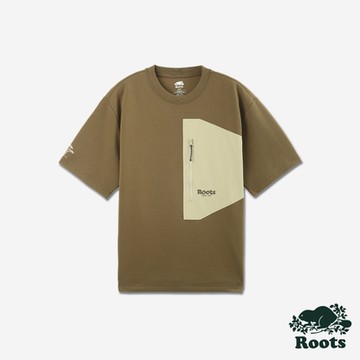 Roots男裝- COLOUR BLOCKED 圓領上衣-暗綠