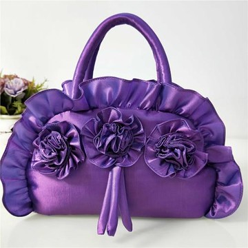 2025新款民族復古潮女包韓版時尚花朵包包手挽布藝包手提絲綢中包