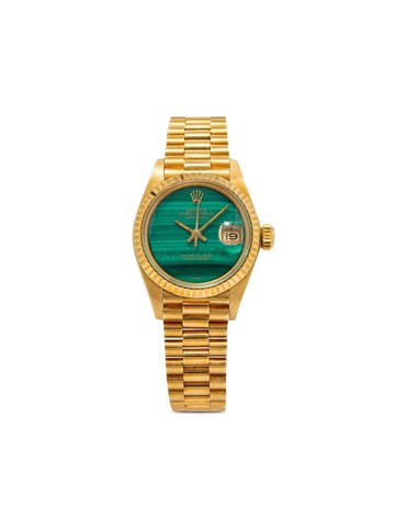 Rolex - pre-owned Datejust 26mm - women - 18kt Yellow Gold - One Size - Green