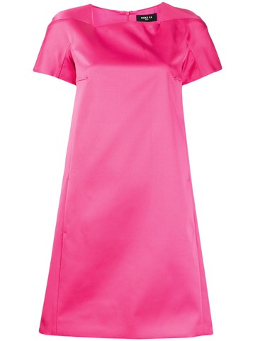 Paule Ka - satin-finish square-neck dress - women - Polyester - 38 - Pink