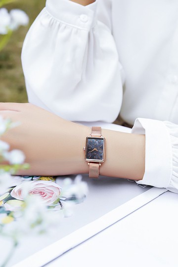 【MOONART】方型手錶 夢幻系列-天使黑新+女裝手錶珍珠貝藝術手錶