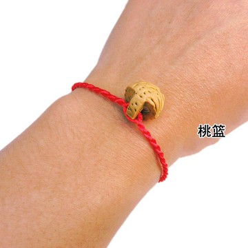 野生桃核本命年寶寶紅手繩子桃胡手鏈 籃子男女