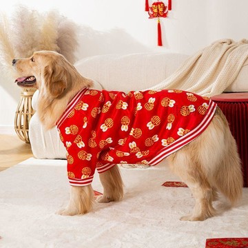 💕在臺出貨🔥狗狗新年衣服拉布拉多金毛喜慶拜年服過年冬天中型犬大型犬狗衣服