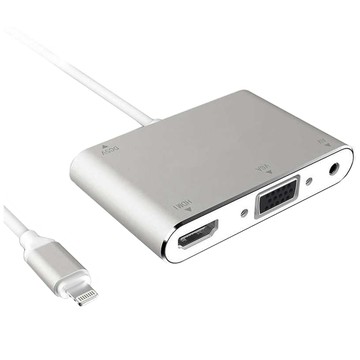 UniSync 蘋果iPhone/iPad/lightning轉高畫質影音介面VGA轉接器 銀