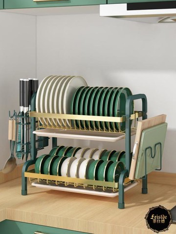 水槽碳鋼碗架瀝水架晾放碗筷碗碟碗盤用品收納盒廚房置物架3層收納架