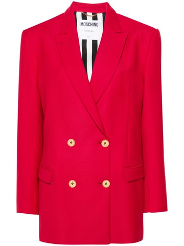 Moschino - double-breasted blazer - women - Viscose/Elastane/Virgin Wool/Polyester - 42 - Red