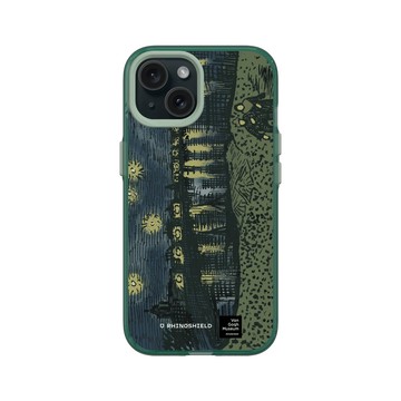 iPhone 15 Clear 憂墨綠 - Van Gogh Museum - RHINOSHIELD 二創 - 隆河上的星夜