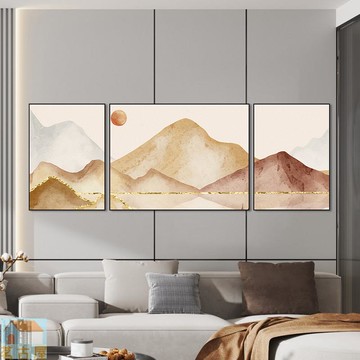 客廳裝飾畫大氣高檔三聯畫墻畫風景壁畫沙發背景墻掛畫廠家批發