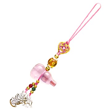 福氣葫蘆粉晶吊飾 包包掛飾 鑰匙掛飾 精美禮品  粉色  1個