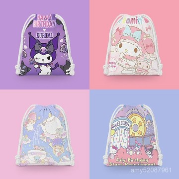 『臺灣-出貨』✨KT家族口袋可愛抽繩大容量布袋學生雜物收納袋防塵化妝包便攜洗漱收納袋耐用厚實卡通應援袋拉繩禮品袋 SW7