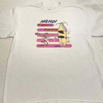 Cow and Chicken雞與牛歐美動漫喜劇周邊男女情侶款寬松短袖T恤潮