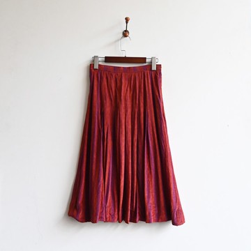 【蛋植物古著】斜陽日落絲質印花古著長裙