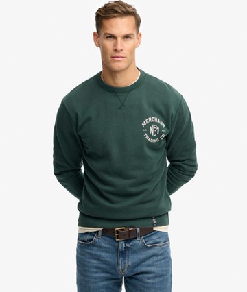Superdry Men's The Merchant Store- Graphic Sweatshirt Green Size: M