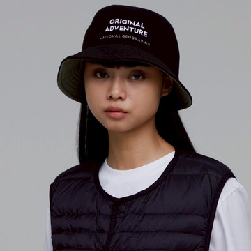 雙面羊毛漁夫帽 - 黑色