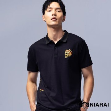 鬼洗 BLUE WAY – 和藝鐙瓦日式短袖POLO衫(黑)