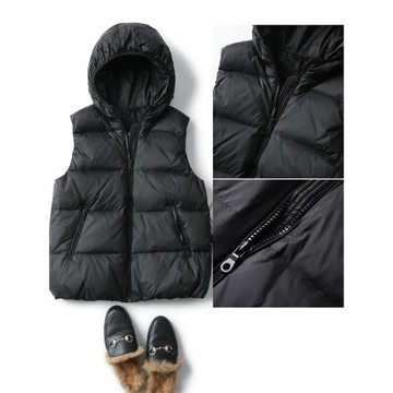 新款歐洲站輕薄羽絨馬甲女士無袖羽絨服帶帽外穿背心冬季坎肩歐貨